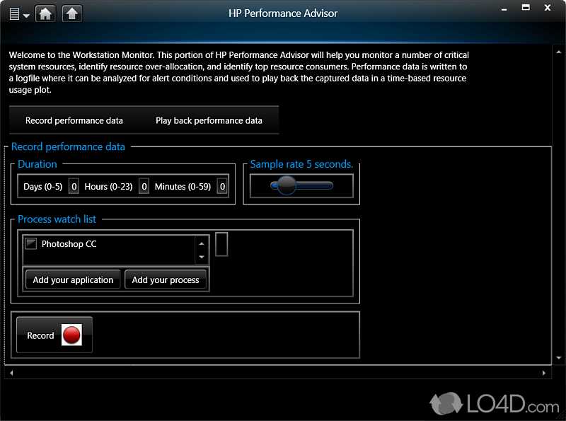 HP Performance Advisor screenshot