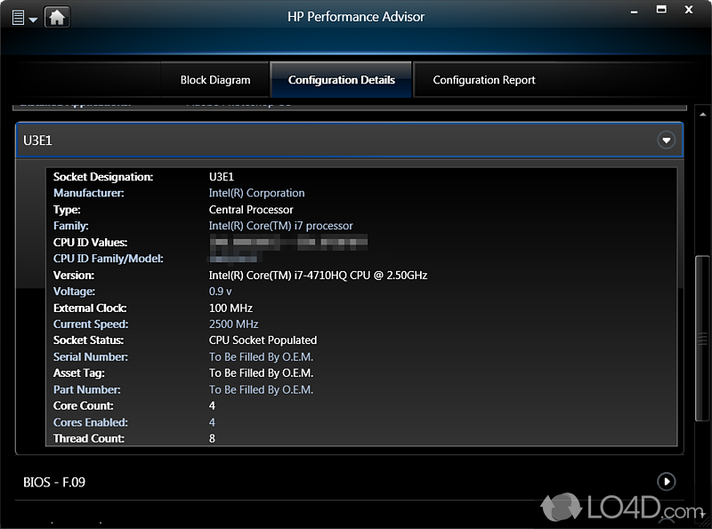 HP Performance Advisor screenshot