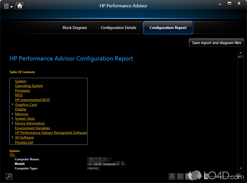 HP Performance Advisor screenshot