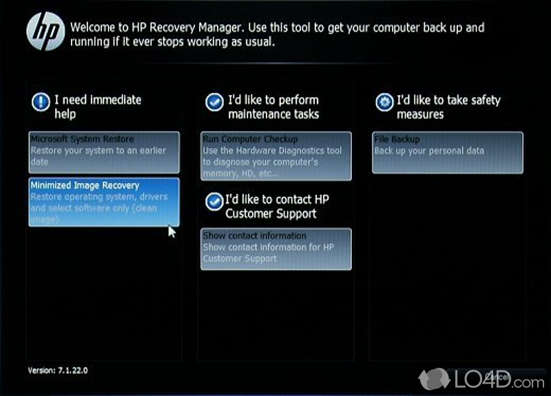 Reinstall drivers and software - Screenshot of HP Recovery Manager