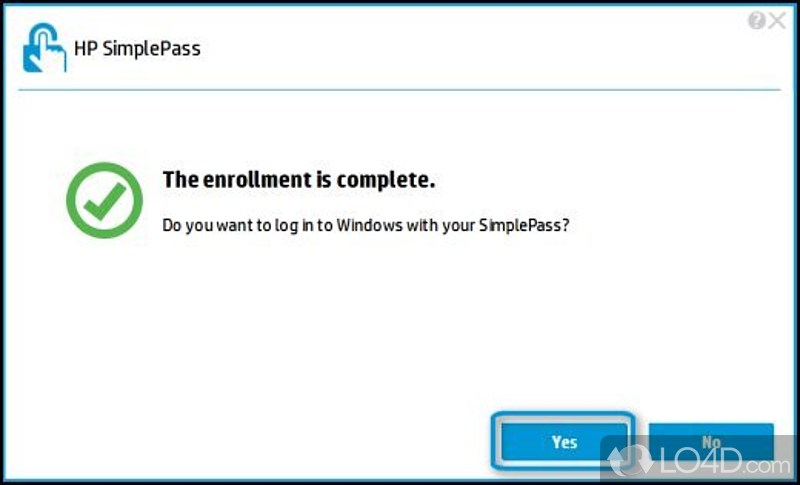 Migrate stored credentials on other devices - Screenshot of HP SimplePass