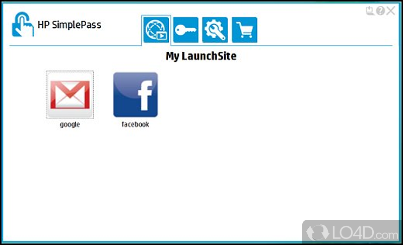 Login with fingerprint on websites - Screenshot of HP SimplePass