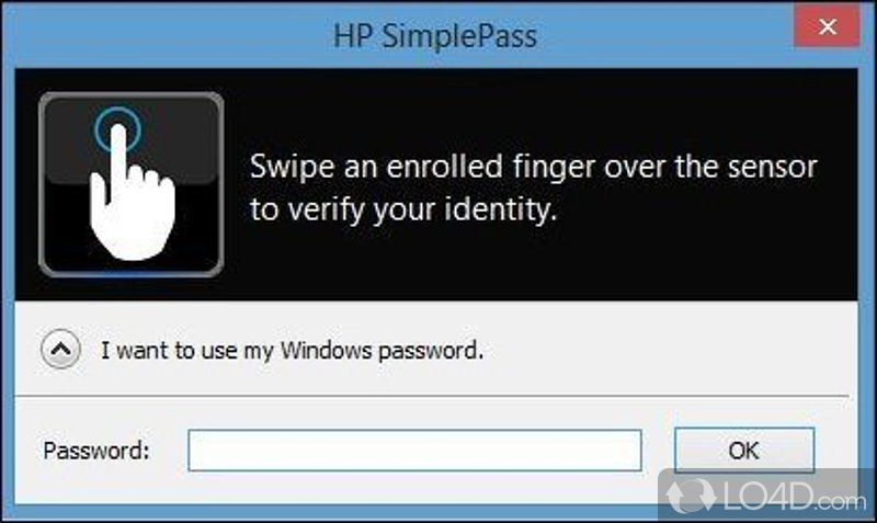 Providing maximum security for your credentials - Screenshot of HP SimplePass