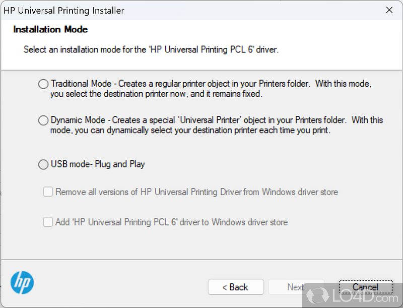 Printer driver for most HP printers with network support - Screenshot of HP Universal Print Driver