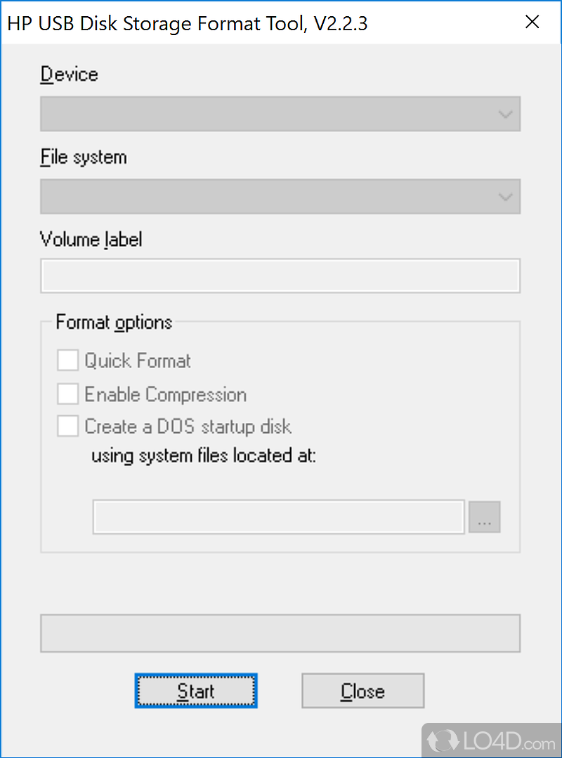 Create bootable disks, Flash drives and more - Screenshot of HP USB Disk Storage Format Tool