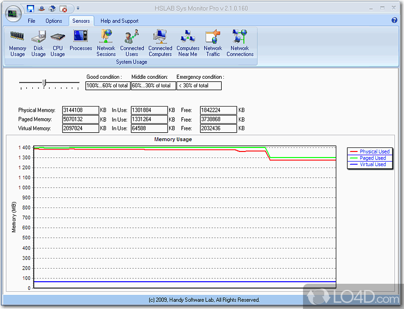 Advanced real-time system monitoring and statistics utility - Screenshot of HSLAB Free Sys Monitor