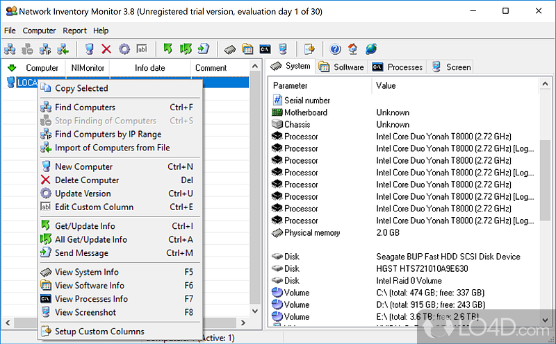 Network Inventory Monitor: User interface - Screenshot of Network Inventory Monitor