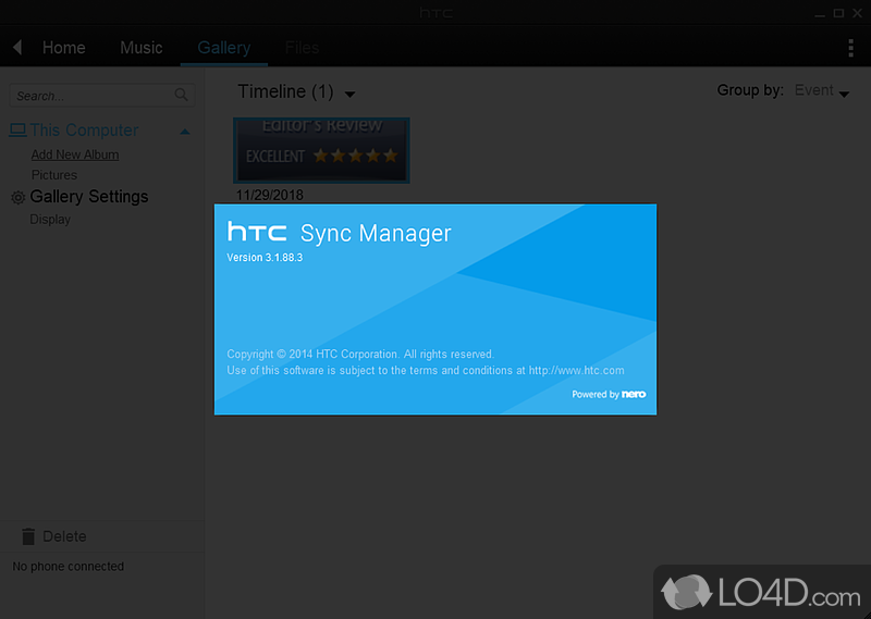 Automatic synchronization options - Screenshot of HTC Sync