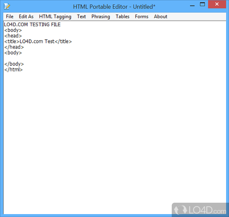 To quickly edit HTML pages, by providing you with HTML tags, forms - Screenshot of HTML Portable Editor