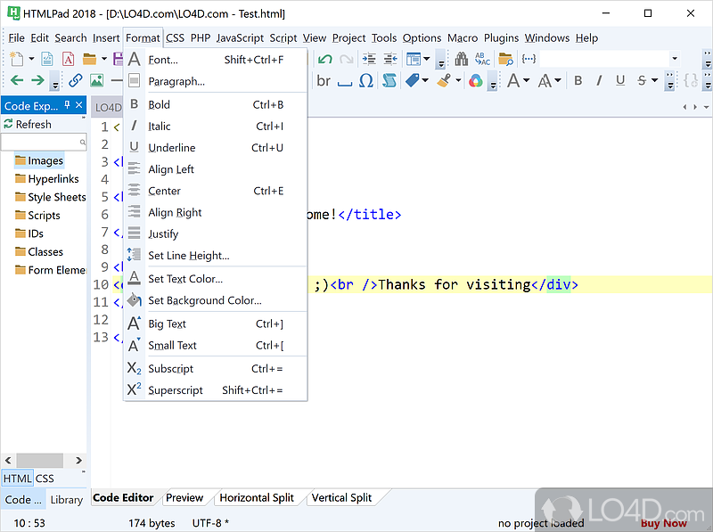 HTMLPad: User interface - Screenshot of HTMLPad