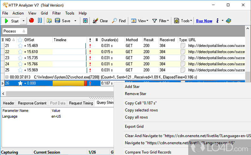 HTTP Analyzer: User interface - Screenshot of HTTP Analyzer