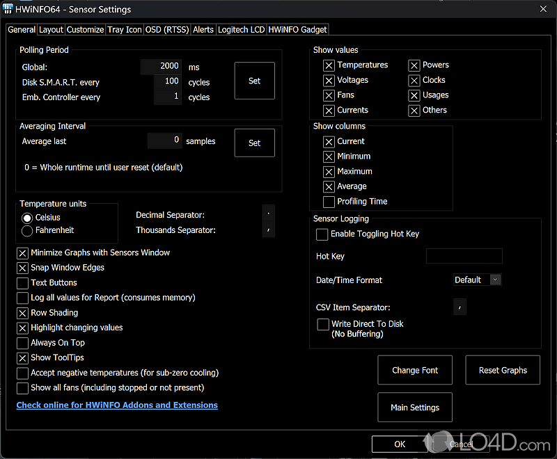 Generate complete reports about hardware. Monitor hardware - Screenshot of HWiNFO32