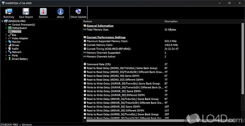 Investigate device information and create detailed reports - Screenshot of HWiNFO