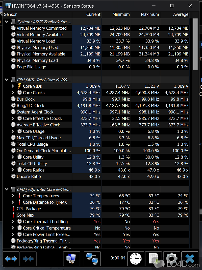 Monitor the hardware, generate reports - Screenshot of HWiNFO