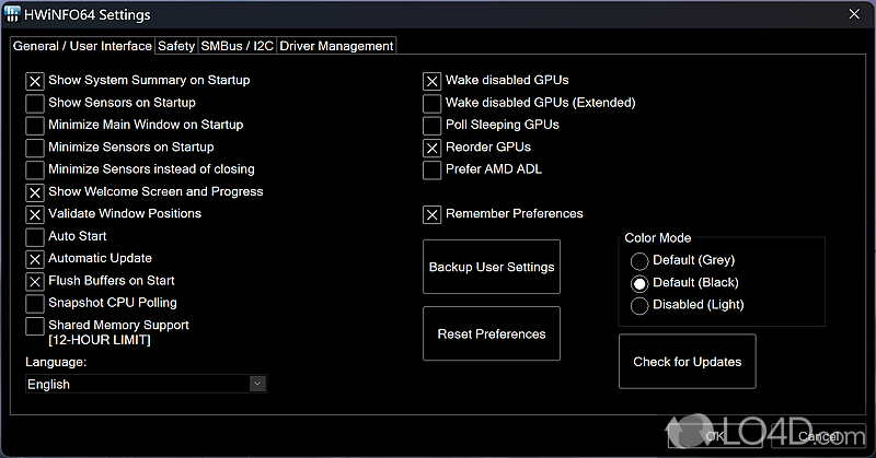 Professional hardware information - Screenshot of HWiNFO
