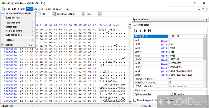 Edit hex values, includes search and replace - Screenshot of HxD