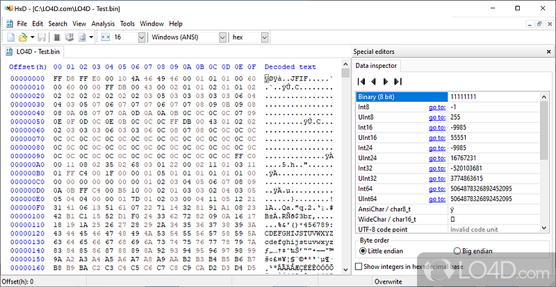 Powerful app for editing hexadecimal code, disks - Screenshot of HxD