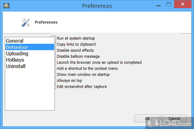 Upload items to an FTP server and tweak a few other parameters - Screenshot of Hyperdesktop