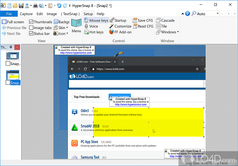 Make image captures from screen - Screenshot of HyperSnap