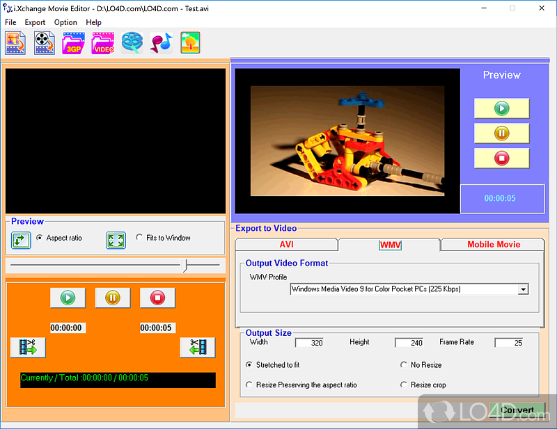 Create movie by importing pictures & MP3 sound; convert movie file format - Screenshot of i.Xchange Movie Editor
