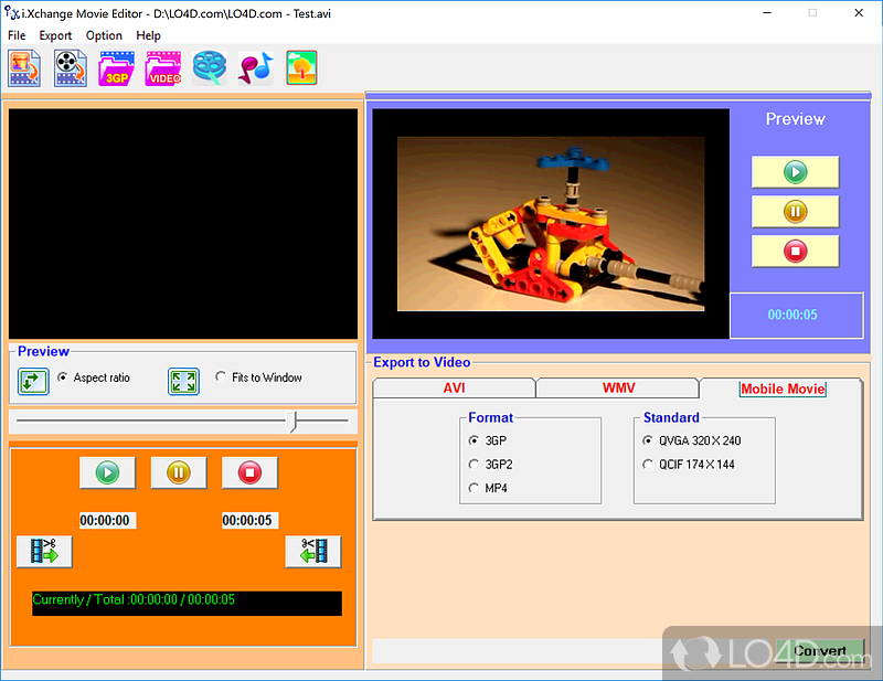 i.Xchange Movie Editor: User interface - Screenshot of i.Xchange Movie Editor