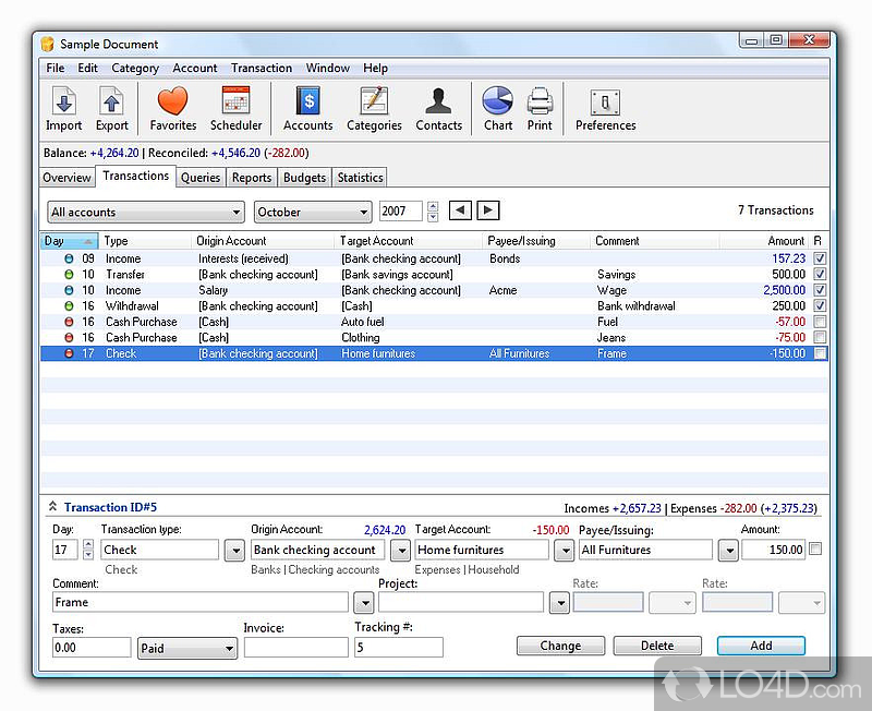 Intuitive, well-organized interface - Screenshot of iCash