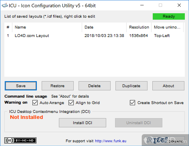 Powerful tool that helps you restore icons' position on the screen, while allowing you to save multiple icon configurations - Screenshot of Icon Configuration Utility