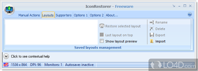 Save your configuration for later use - Screenshot of IconRestorer