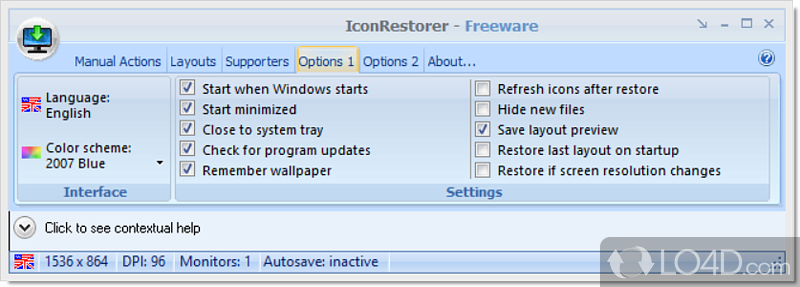 Create custom new layouts - Screenshot of IconRestorer