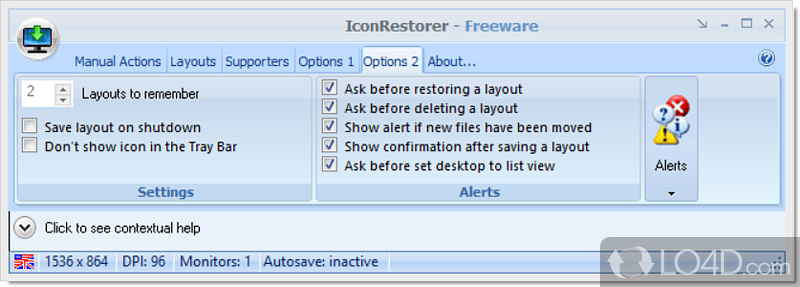 Save desktop layouts and keep things clean and tidy - Screenshot of IconRestorer