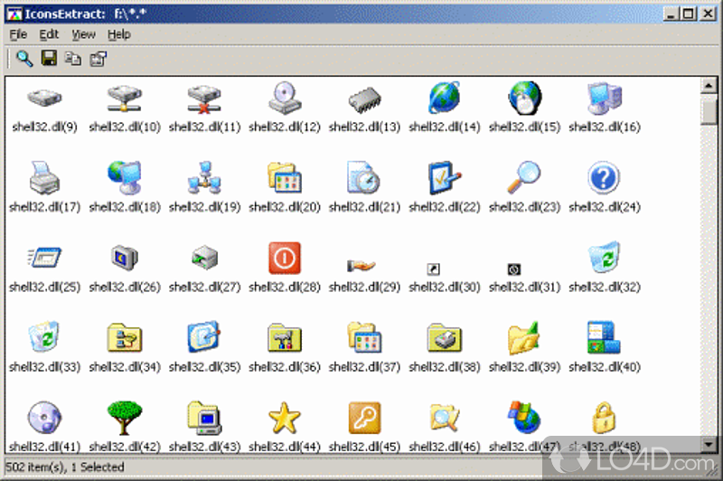 Extract icons and cursors from executable files on computer - Screenshot of IconsExtract