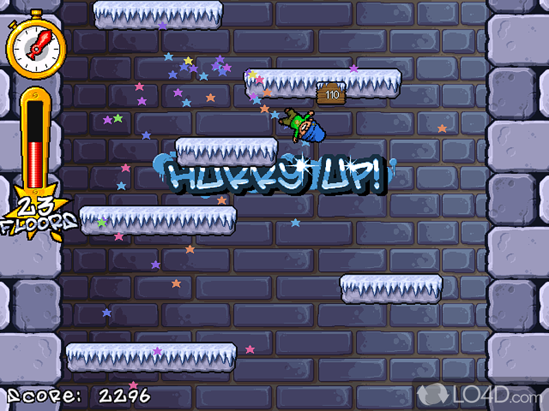 Help Harold the Homeboy reach the top of the tower - Screenshot of Icy Tower