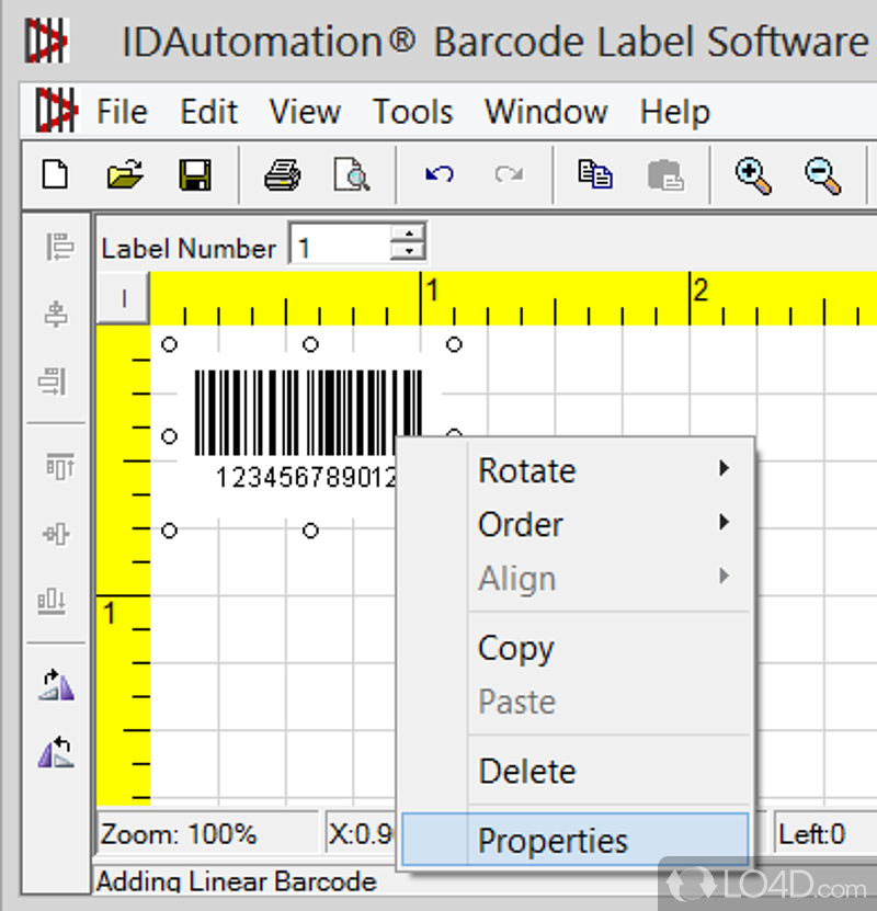 IDAutomation Barcode Label Software: User interface - Screenshot of IDAutomation Barcode Label Software