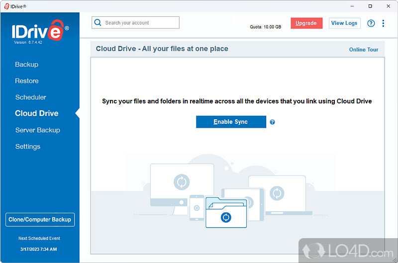 Built-in scheduler and other advanced options - Screenshot of IDrive Classic