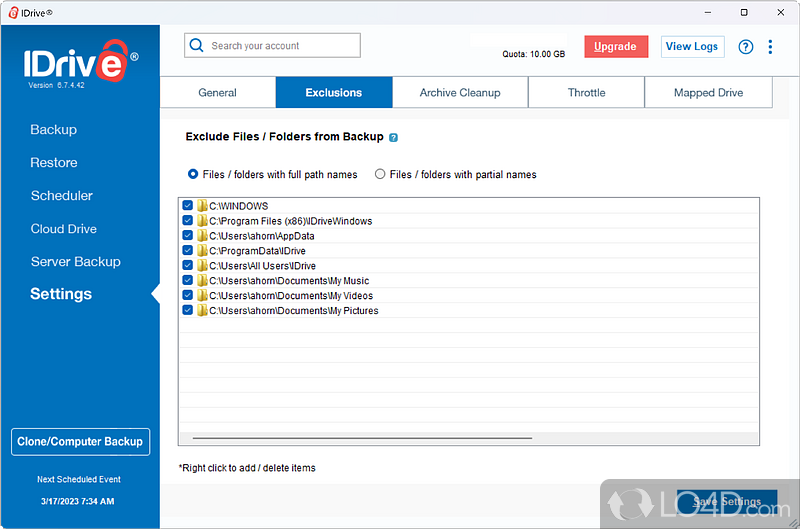 Cloud-based backup and storage for photos and other data - Screenshot of IDrive Classic