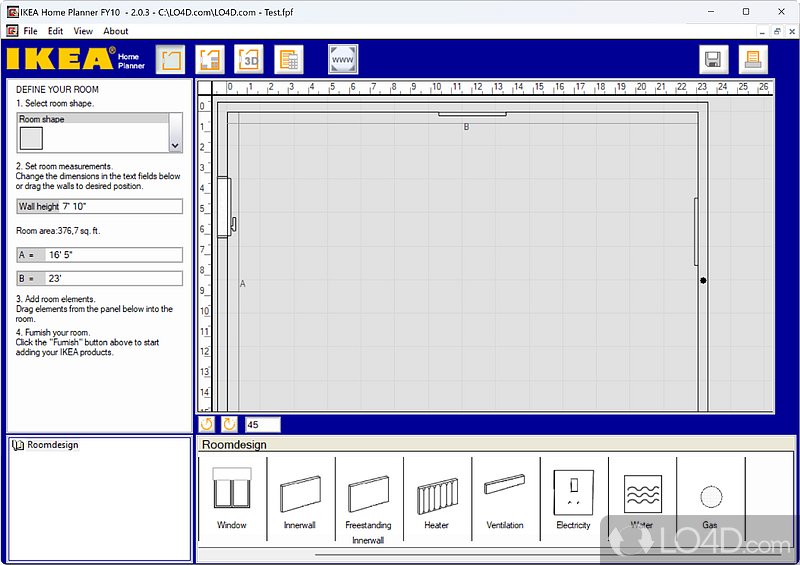 IKEA Home Planner: User interface - Screenshot of IKEA Home Planner