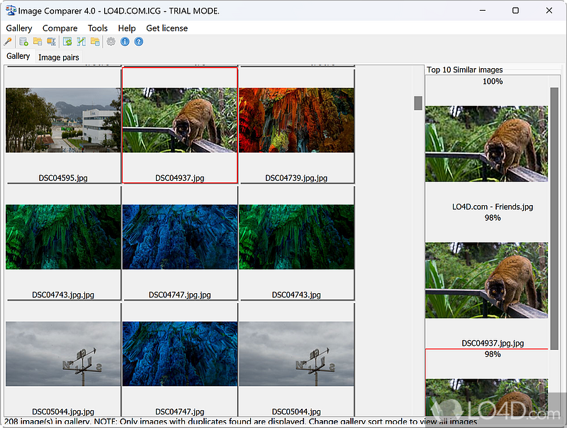 Automatically compare digital pictures, find duplicates - Screenshot of Image Comparer