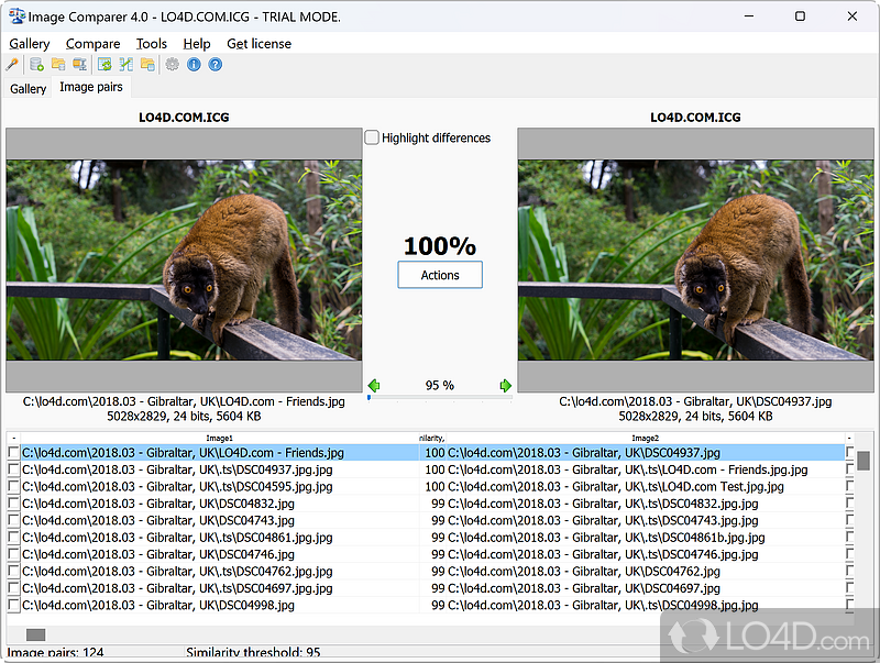 Software app designed to compare two images quickly - Screenshot of Image Comparer
