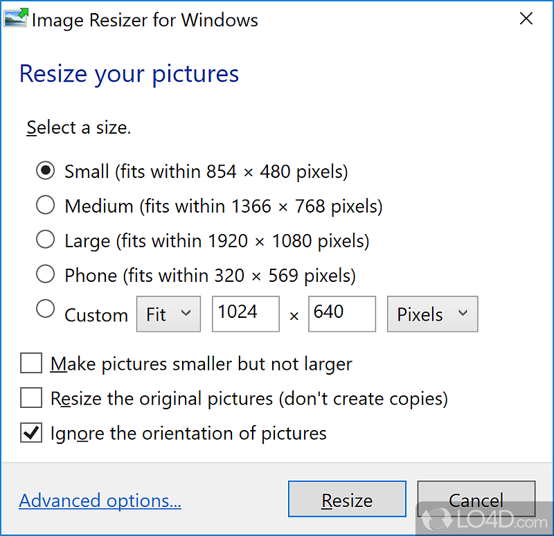 Minimalistic, but intuitive interface - Screenshot of Image Resizer for Windows