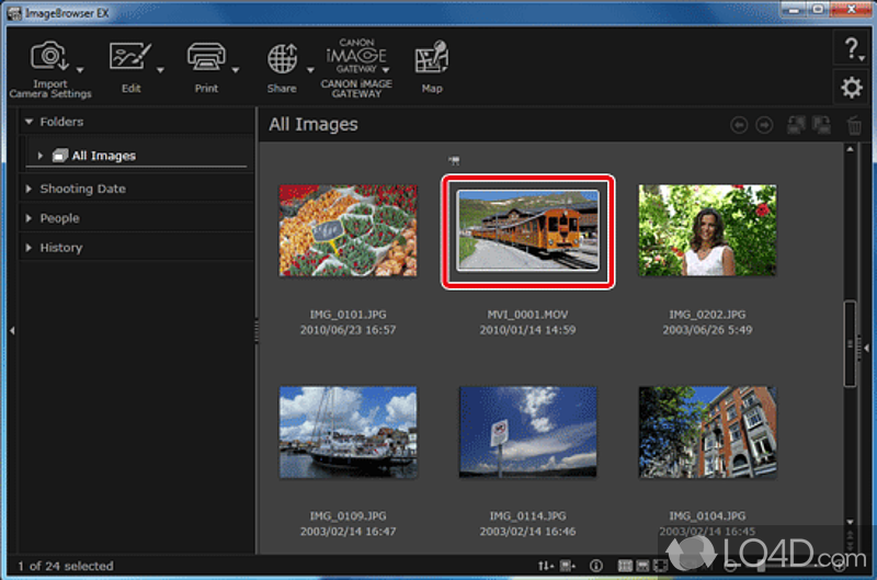 Tool for the owners of Canon digital cameras who need to find, organize - Screenshot of ImageBrowser EX
