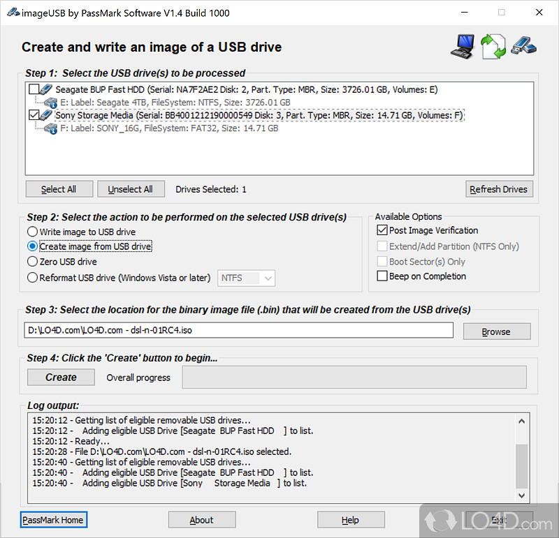 Write BIN, ISO, IMG to multiple USB drives - Screenshot of ImageUSB