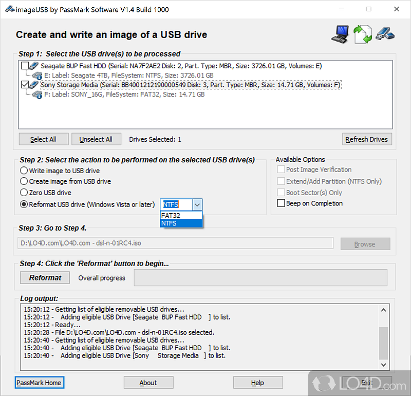 Writing for multiple USB devices - Screenshot of ImageUSB
