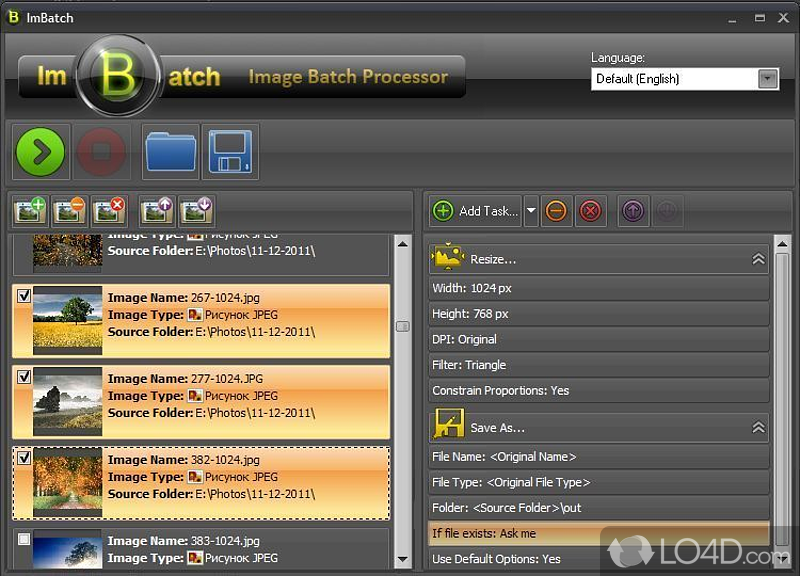 Modify multiple images - Screenshot of ImBatch