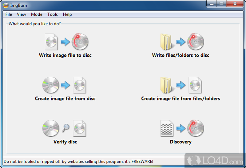 Disc burning settings for casual and advanced users alike - Screenshot of ImgBurn