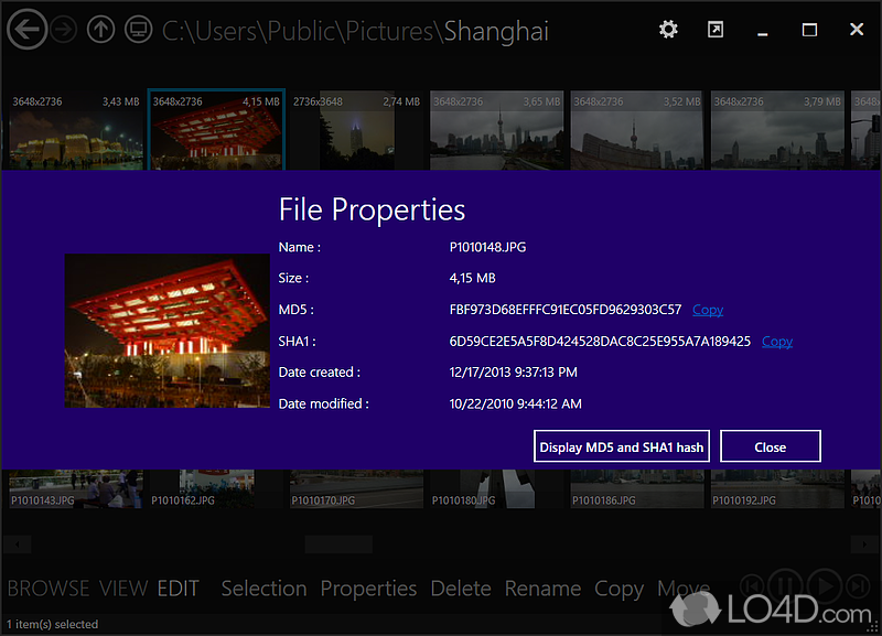 Standard file operations and program preferences - Screenshot of Immersive Explorer