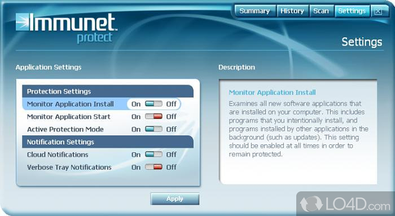 Next step in anti-malware protection, providing an easy to configure security software with cloud antivirus protection - Screenshot of Immunet