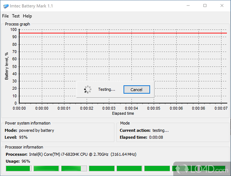 Piece of software designed to make it as convenient as possible for you to put laptop's batter through its paces - Screenshot of Imtec Battery Mark