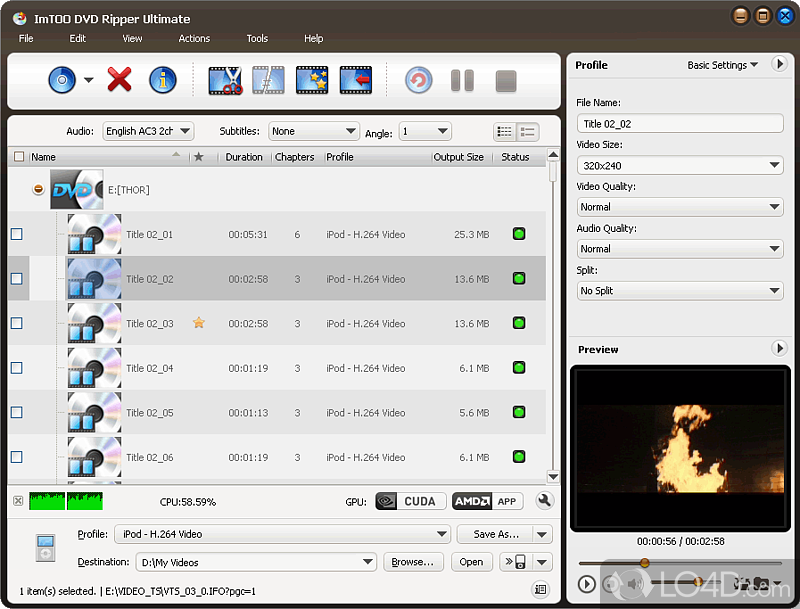 Rip DVD to video and audio files, split, compress, and customize files - Screenshot of ImTOO DVD Ripper