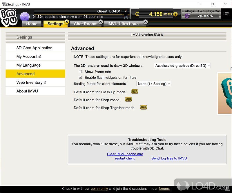 IMVU Desktop: Chat rooms - Screenshot of IMVU Desktop
