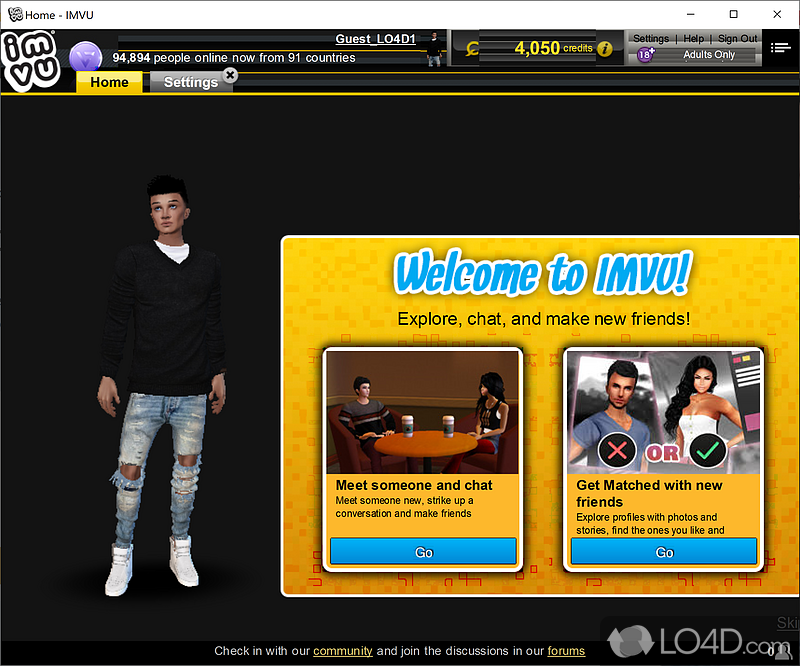 Accessible and communication app that can create 3D animated characters and chat with all friends - Screenshot of IMVU Desktop